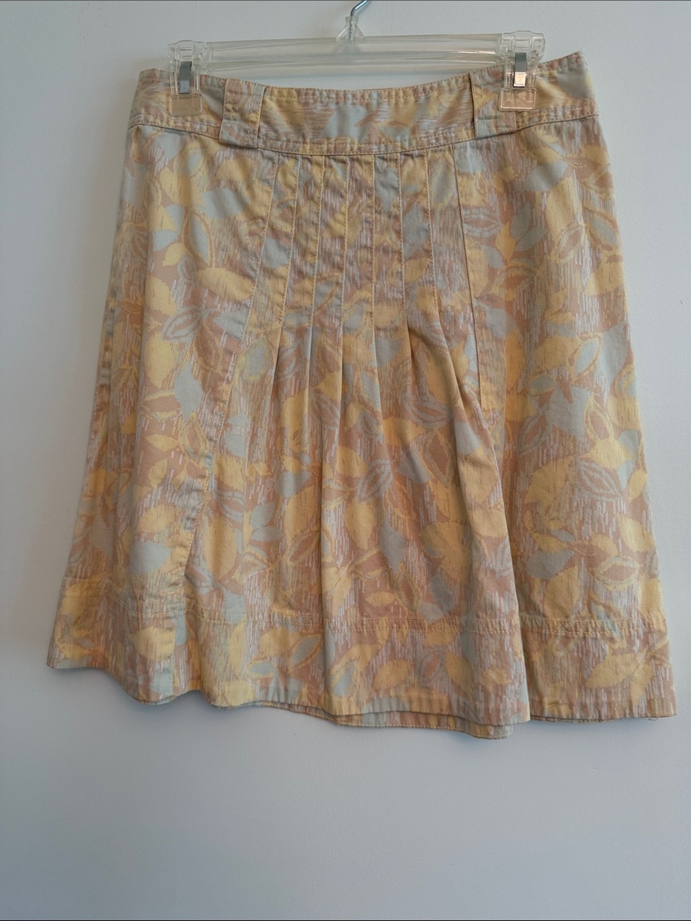 Yellow Leaf-Pattern A-Line Skirt